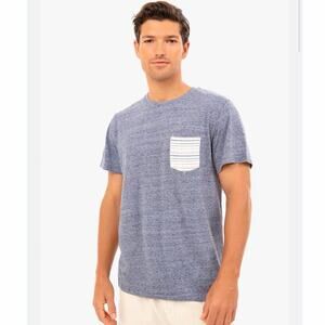 Marine Layer Signature Striped Pocket Tee Blue Small